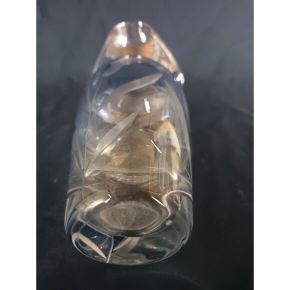 Clear Thick Smoky Glass Vase With Etched Floral Patterns from Noble Excellence - Picture 8 of 10